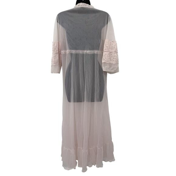 Vintage light Pink Sheer Lace Maxi Duster - Picture 3 of 5